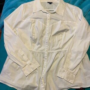 Torrid White Casual Poplin Button-Down Shirt